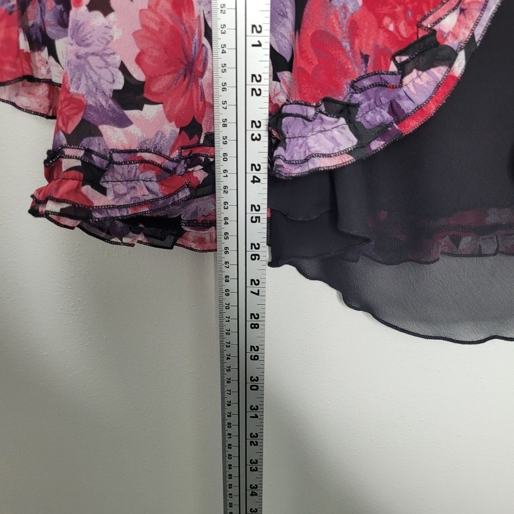 Vintage y2k red pink romantic girlie ruffle tie front fairy moody top size xl - Picture 8 of 8